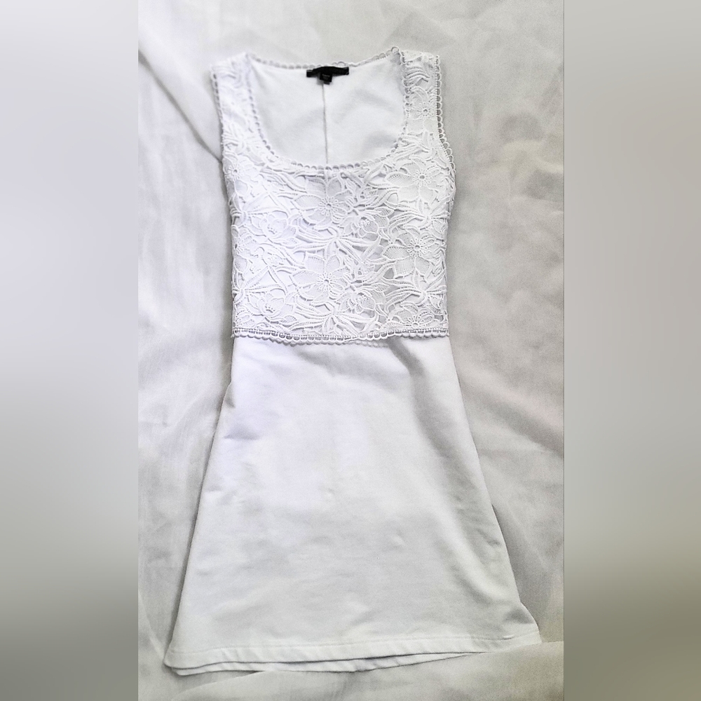 NWOT! Boston Proper Women's White Lace Sleeveless Shift Dress Size XS